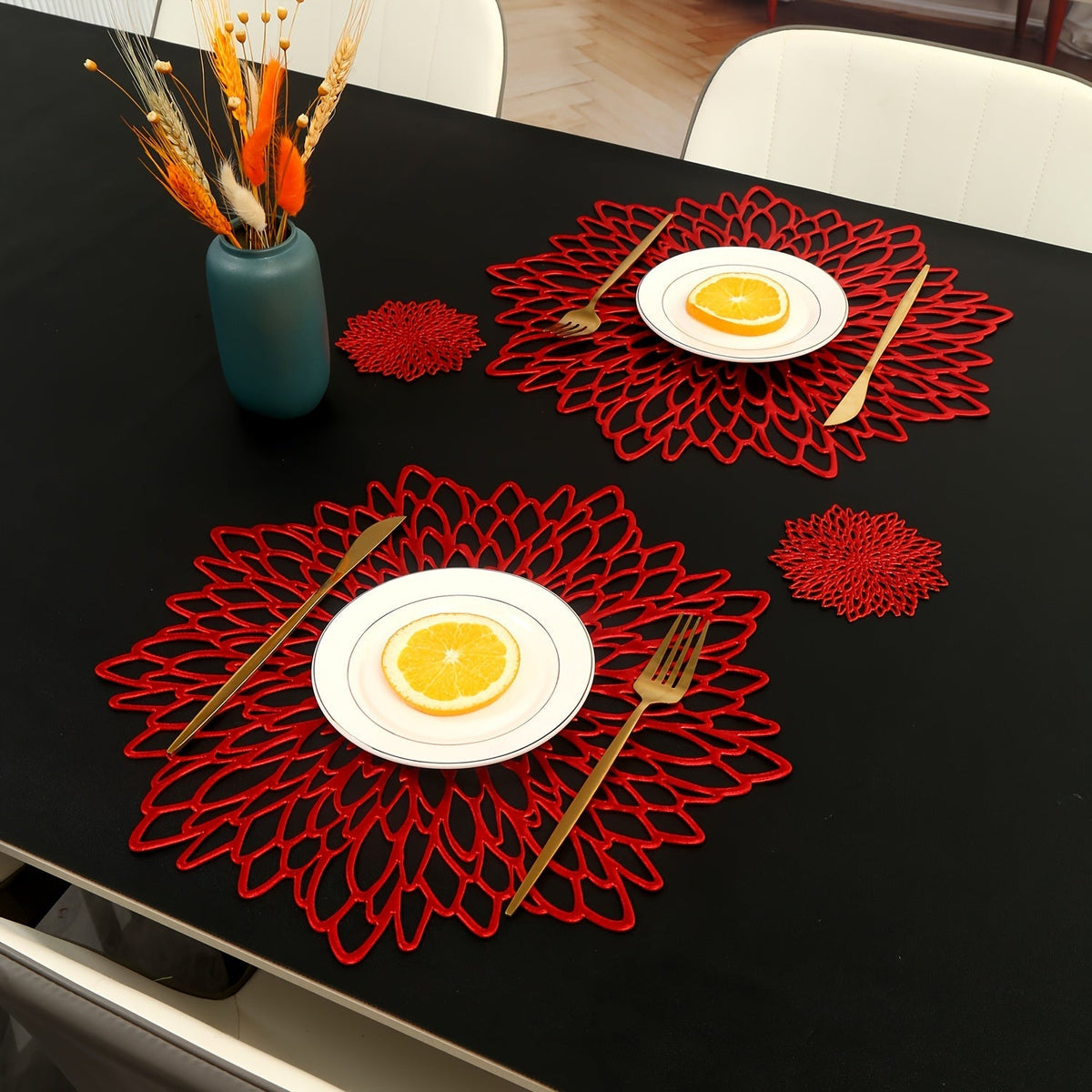 Jogo Sousplats Térmica Florais Antiderrapantes
