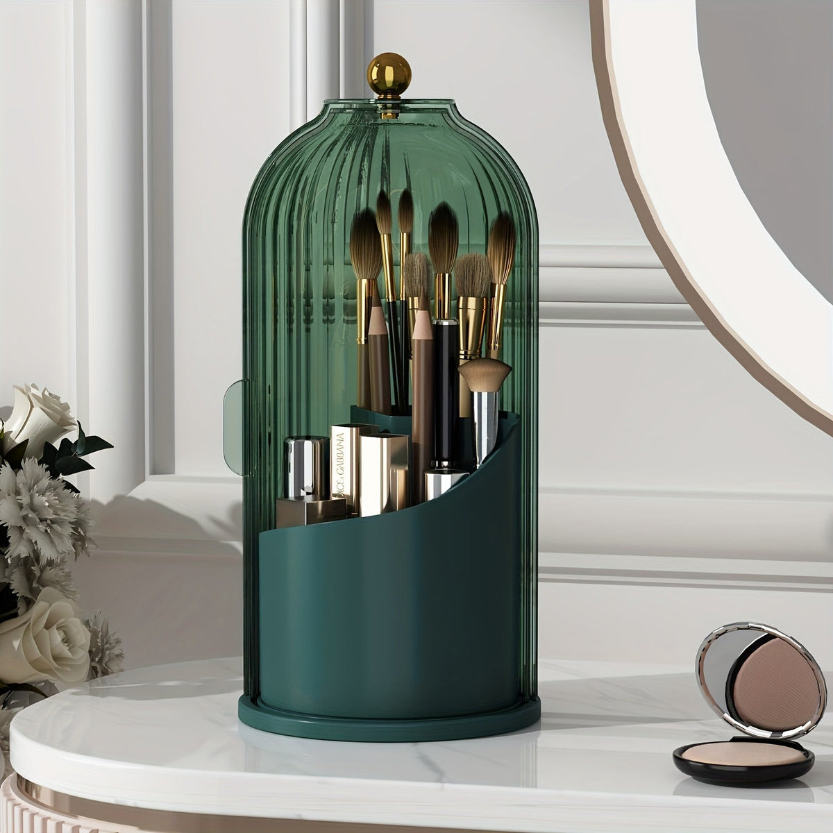 360° Makeup Organizer with Clear Lid