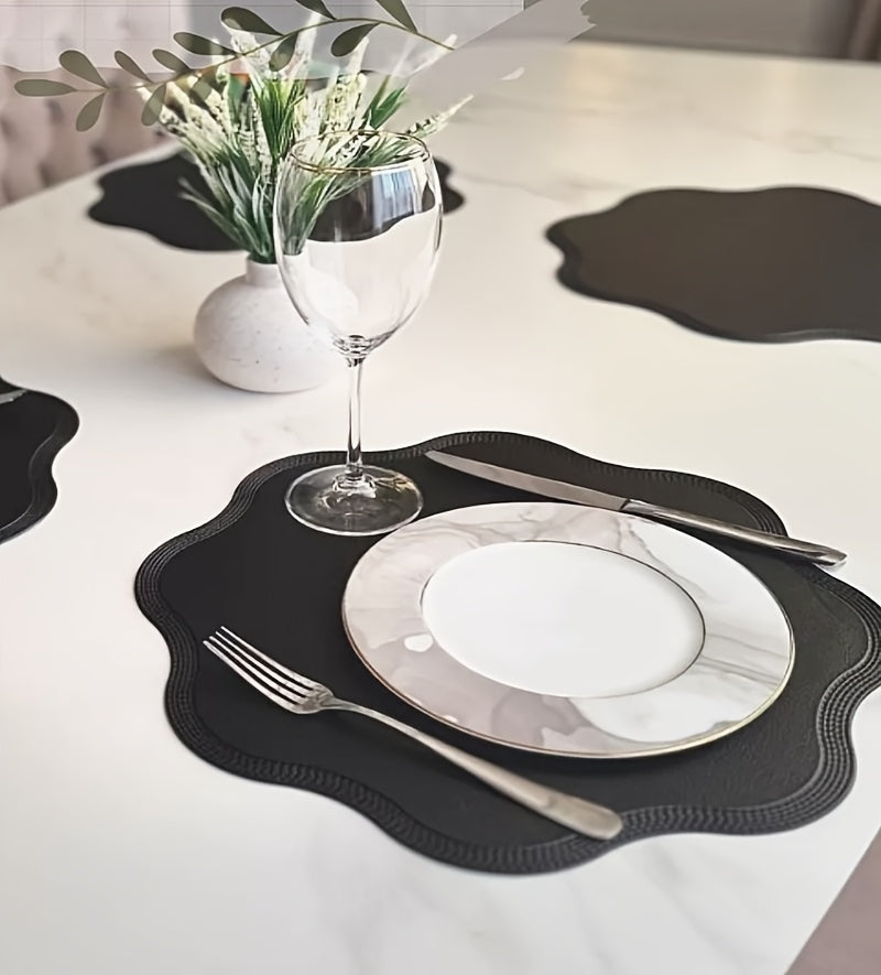 Jogo de Sousplats em Couro Antiderrapante Flor de Luxo