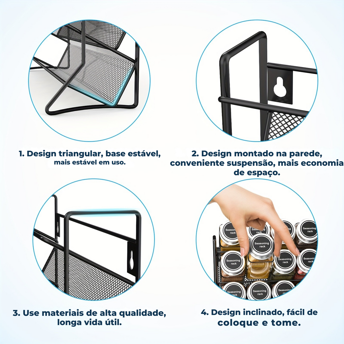 Organizador de Temperos 4 Andares para Potes Multifuncionais