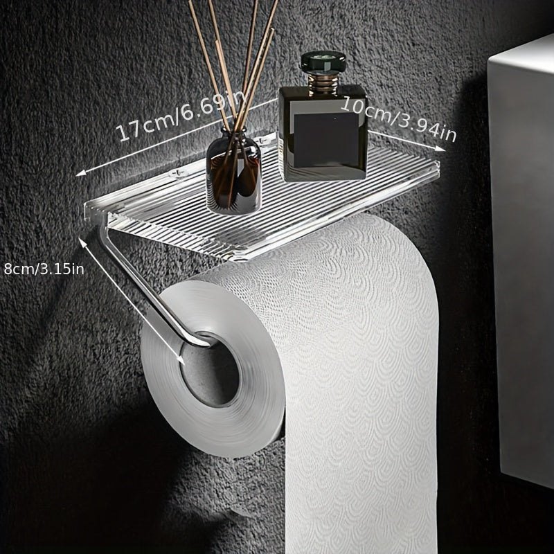 Suporte Luxo para Papel Higiênico Acrílico com Prateleira