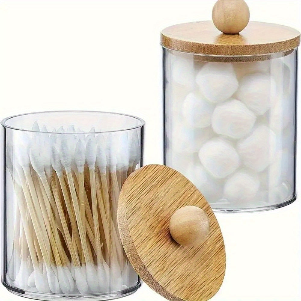 Clear Acrylic Organizer Jar with Wooden Lid