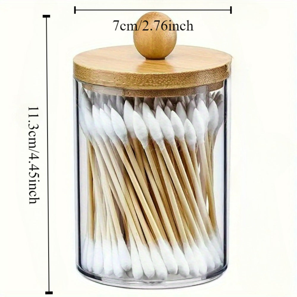 Clear Acrylic Organizer Jar with Wooden Lid