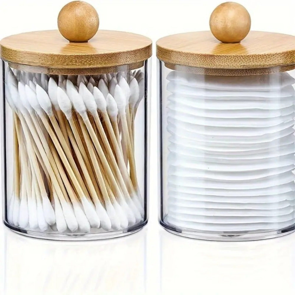 Clear Acrylic Organizer Jar with Wooden Lid