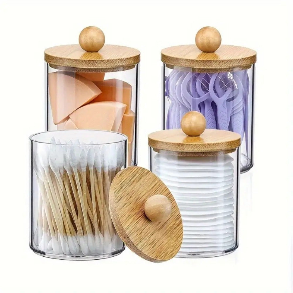 Clear Acrylic Organizer Jar with Wooden Lid