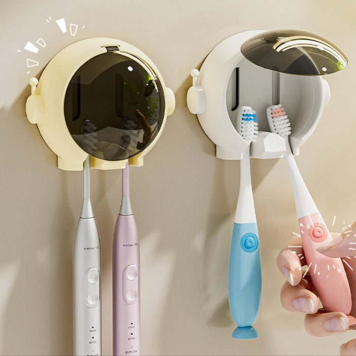 Wall-Mounted Toothbrush Holder with Protective Cover
