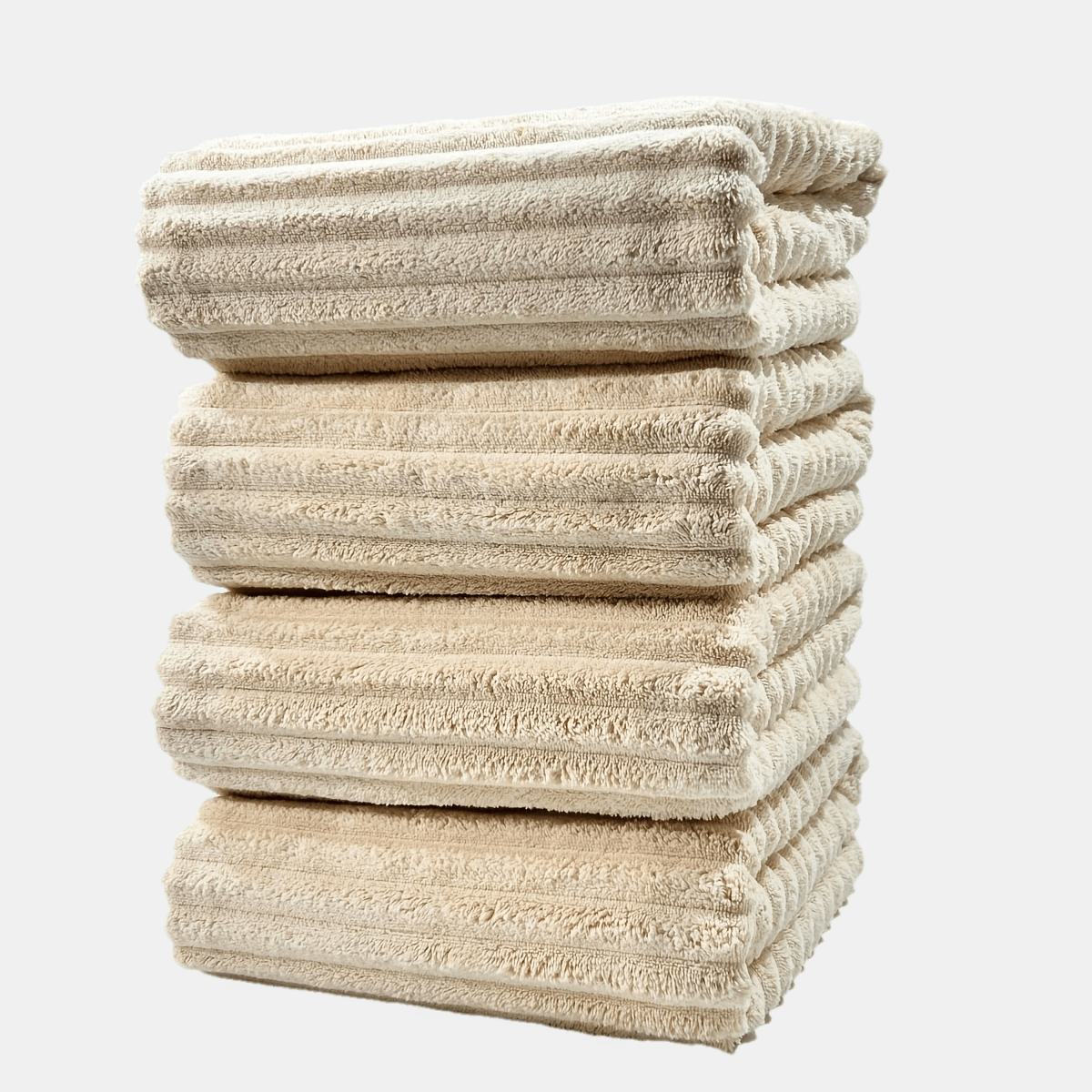 Conjunto de Toalhas de Banho Listradas em Coral Fleece