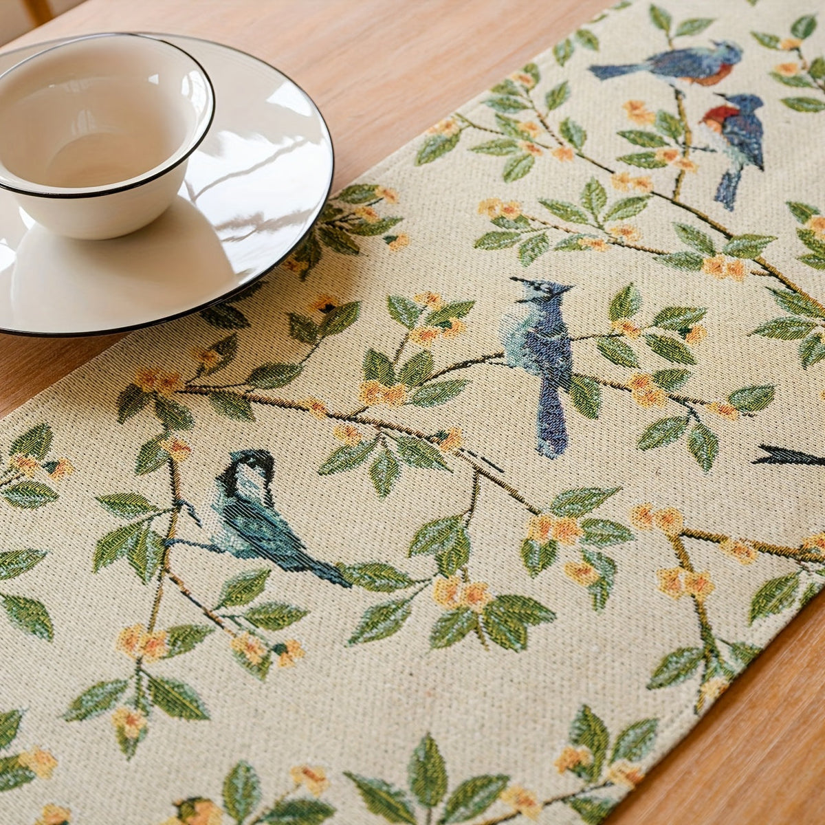 Caminho de Mesa Algodão Floral em Tassel