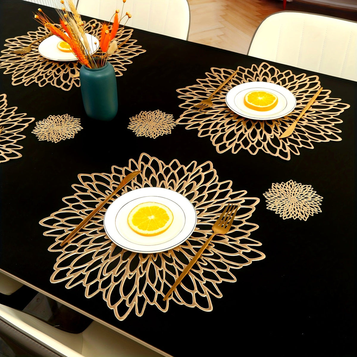 Jogo Sousplats Térmica Florais Antiderrapantes
