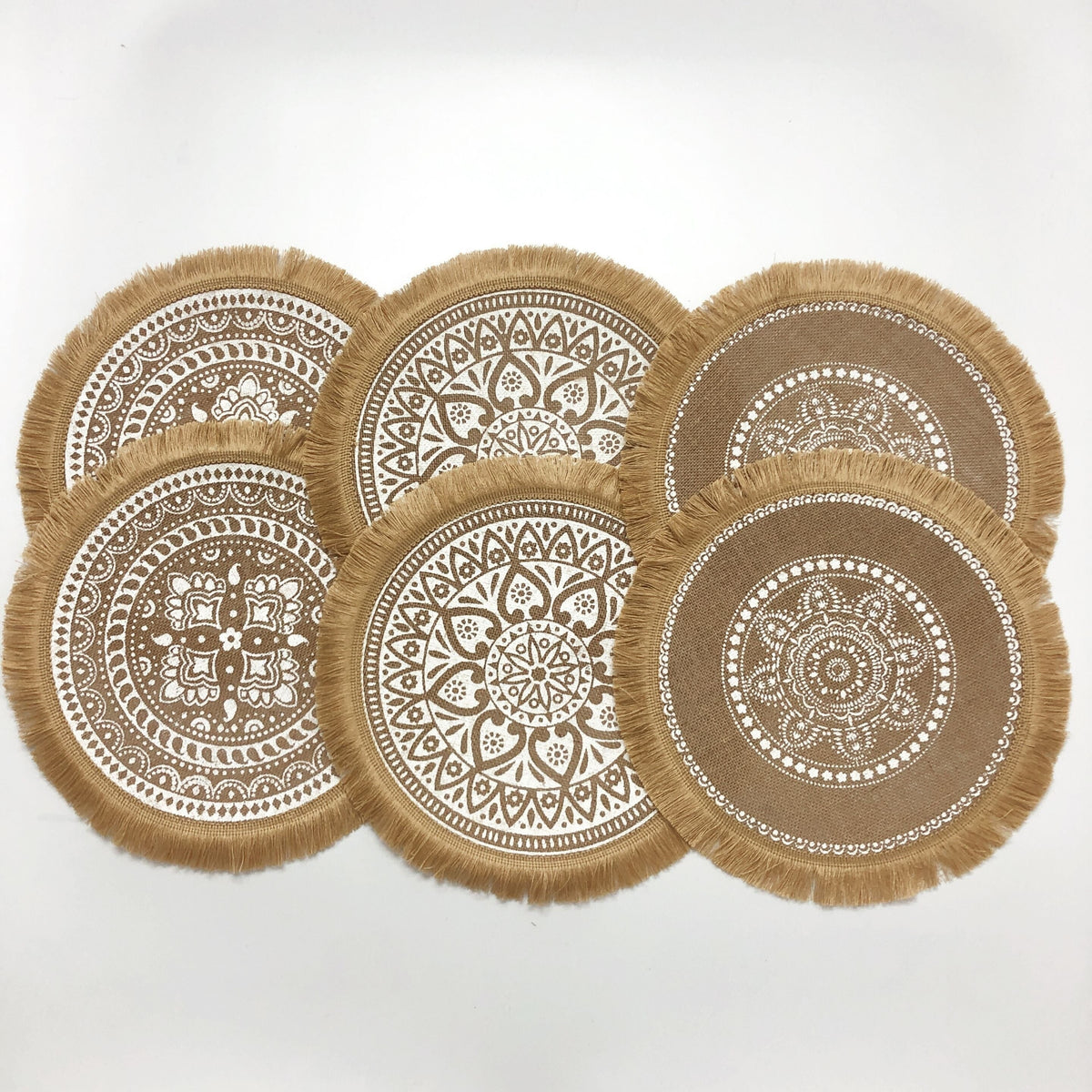 Jogo de Sousplats Juta Natural Estilo Boêmio Premium