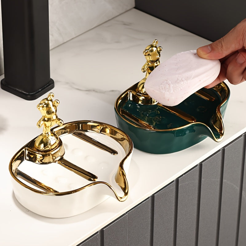 Porta-Sabonete de Cerâmica Luxuosa Drenagem Inteligente Minimalista