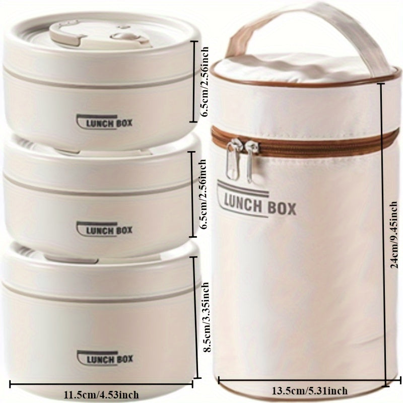 3-in-1 Stainless Steel Stackable Thermal Lunch Box with Insulated Bag