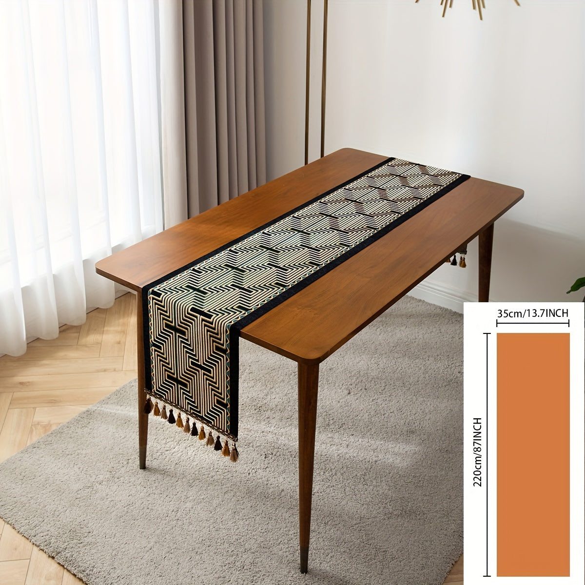 Caminho de Mesa Jacquard Luxo em Tassel