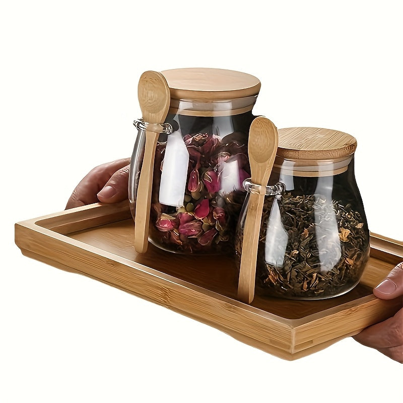 Conjunto de Pote de Vidro com Colher e Tampa Selada