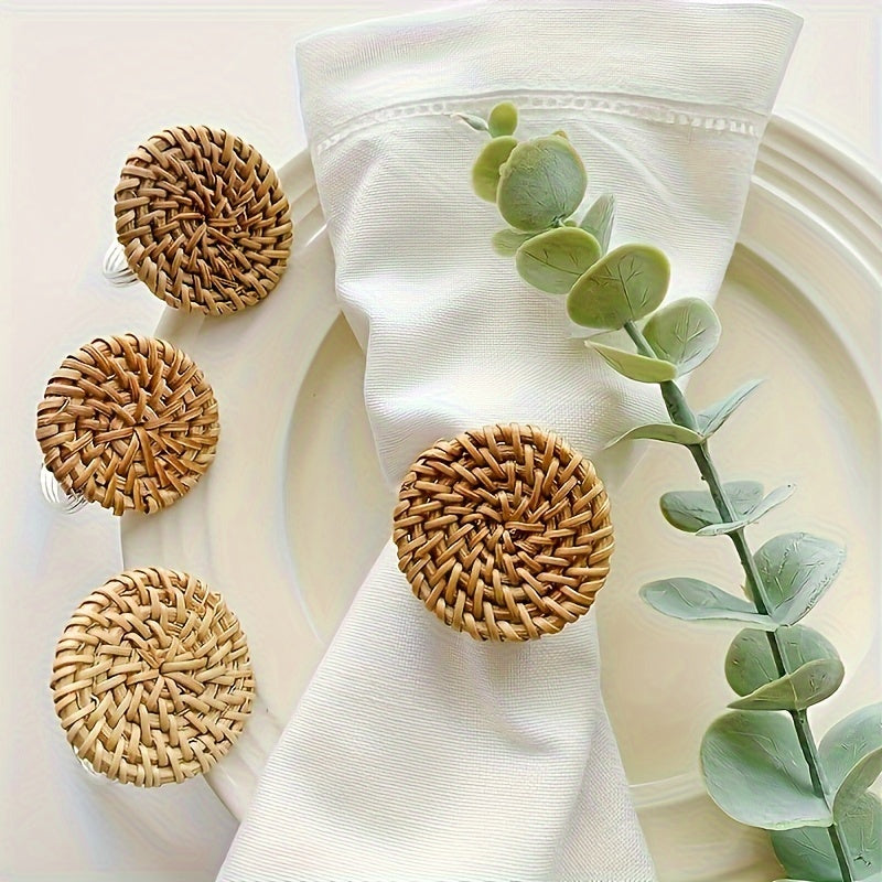 Argolas para Guardanapo em Rattan e Madeira