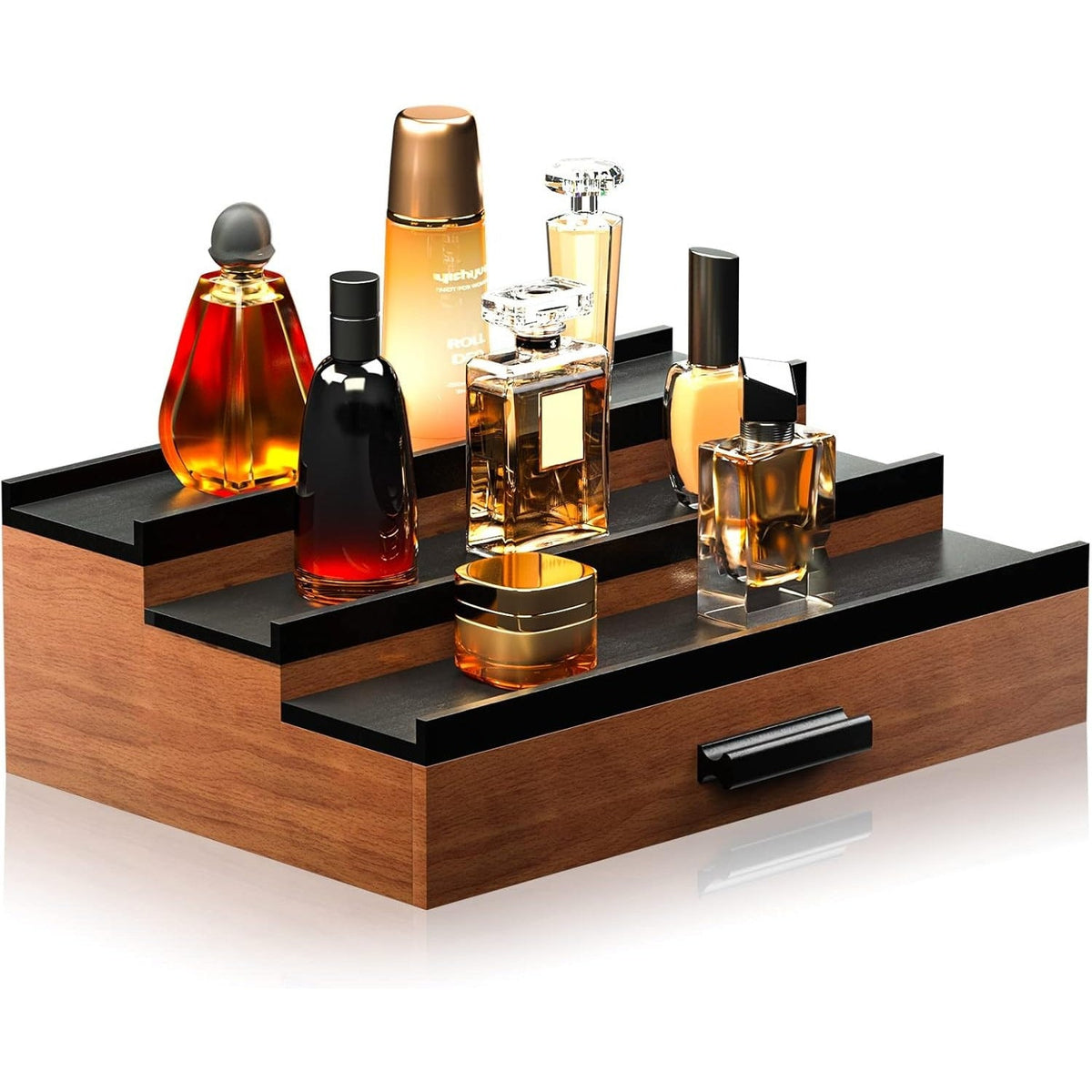 Elegant 3-Tier Wooden Stand with Adjustable Drawer