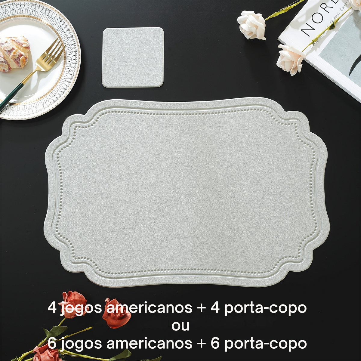 Jogo Americano e Porta-Copos Luxo PVC