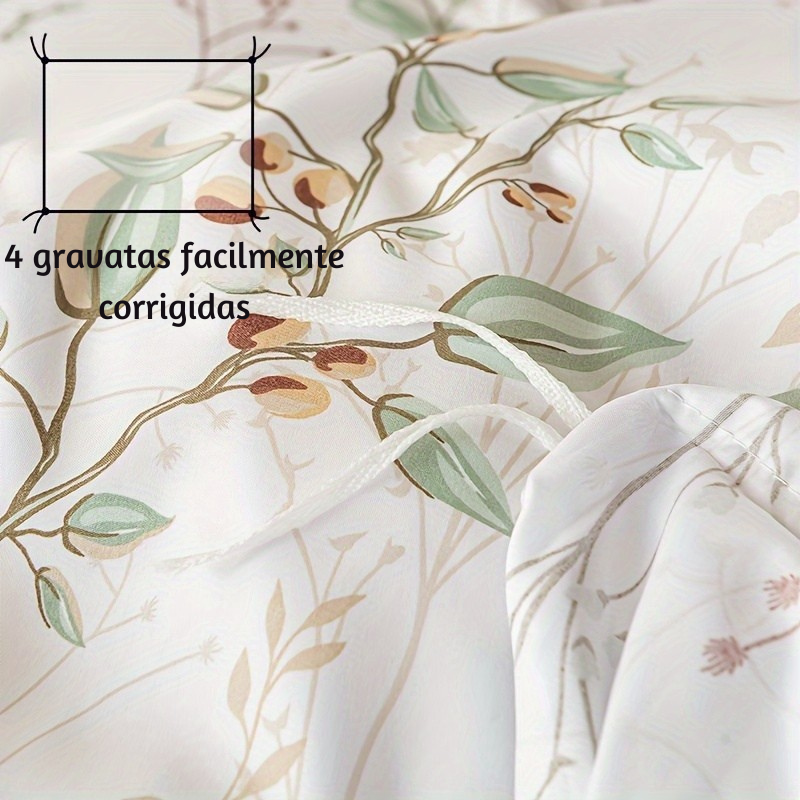 Jogo de Cama PlumasPoliéster Floral