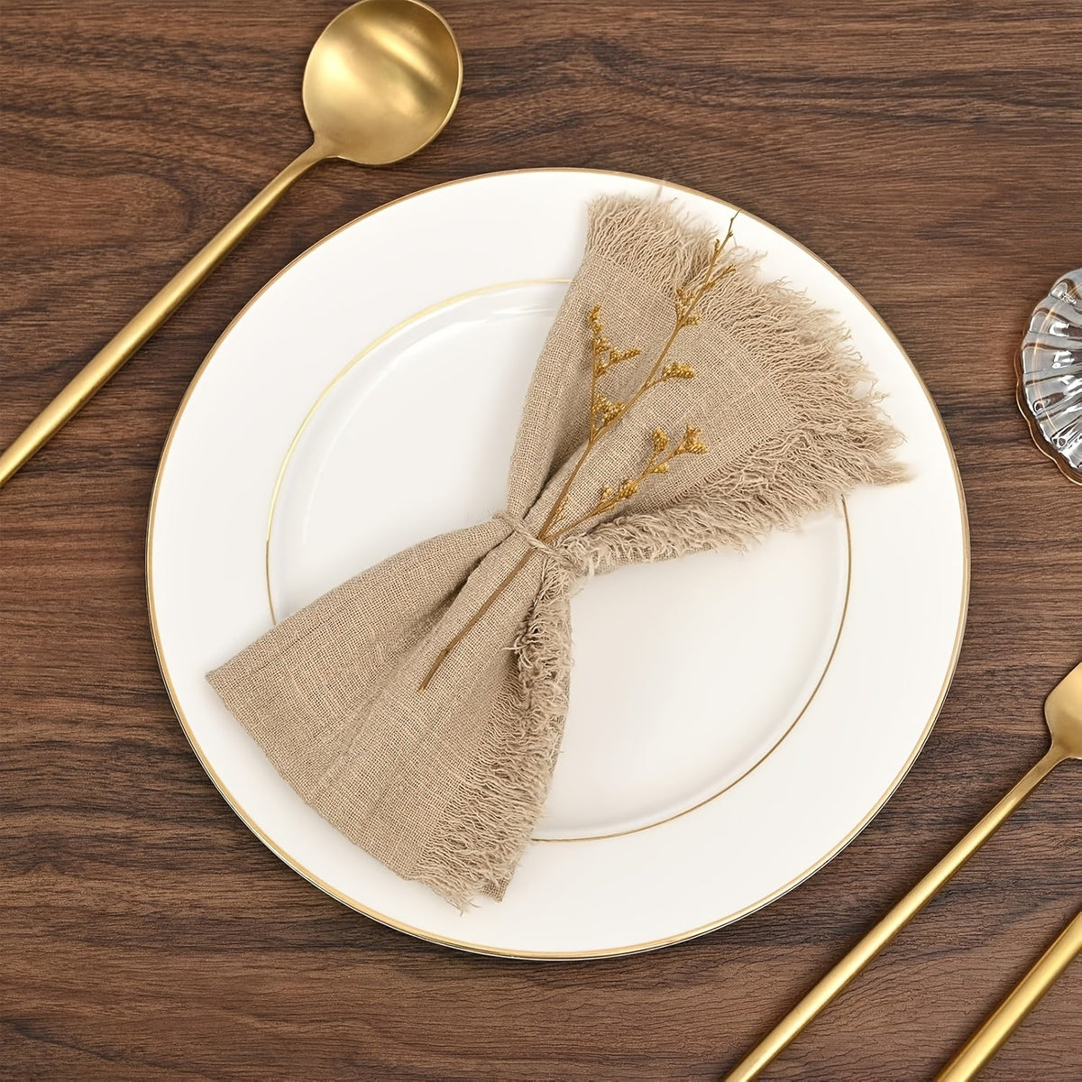 KIT de 36 Guardanapos de Gaze com Acabamento Dourado