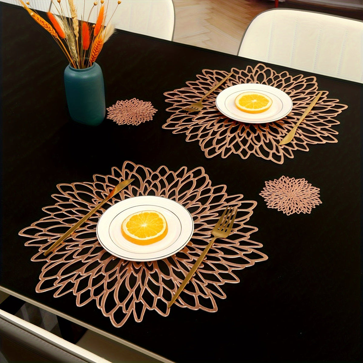 Jogo Sousplats Térmica Florais Antiderrapantes