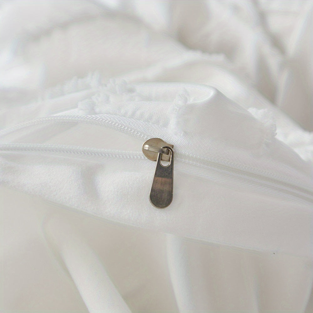 Jogo de Cama Listrado com Bordado Elegante