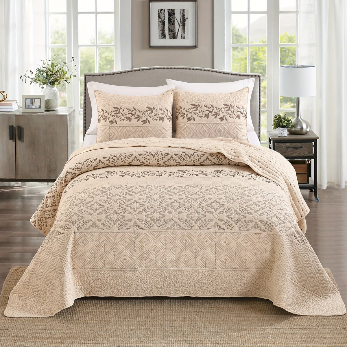 Jogo de Cama Bordado Patchwork
