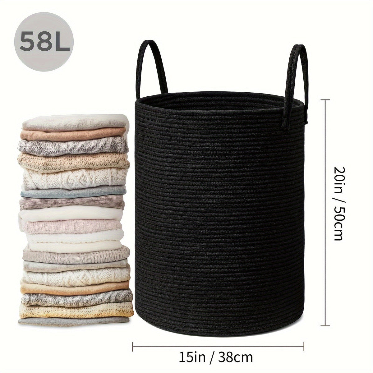 Cesto de Roupas Bicolor em Corda
