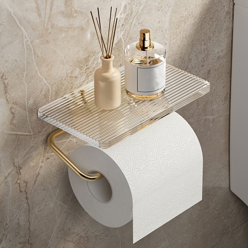 Suporte Luxo para Papel Higiênico Acrílico com Prateleira