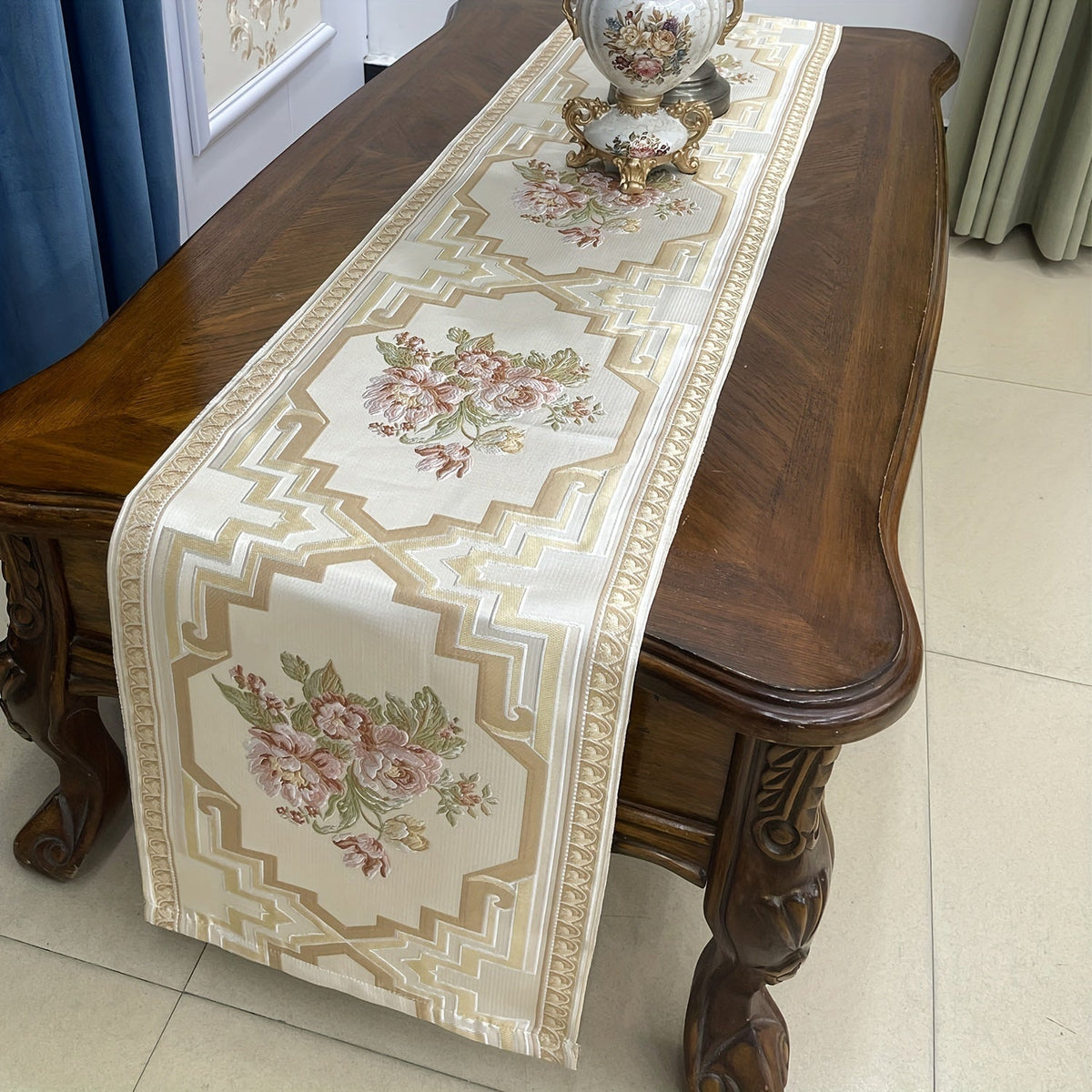 Caminho de Mesa Floral Moderno Jacquard Europeu