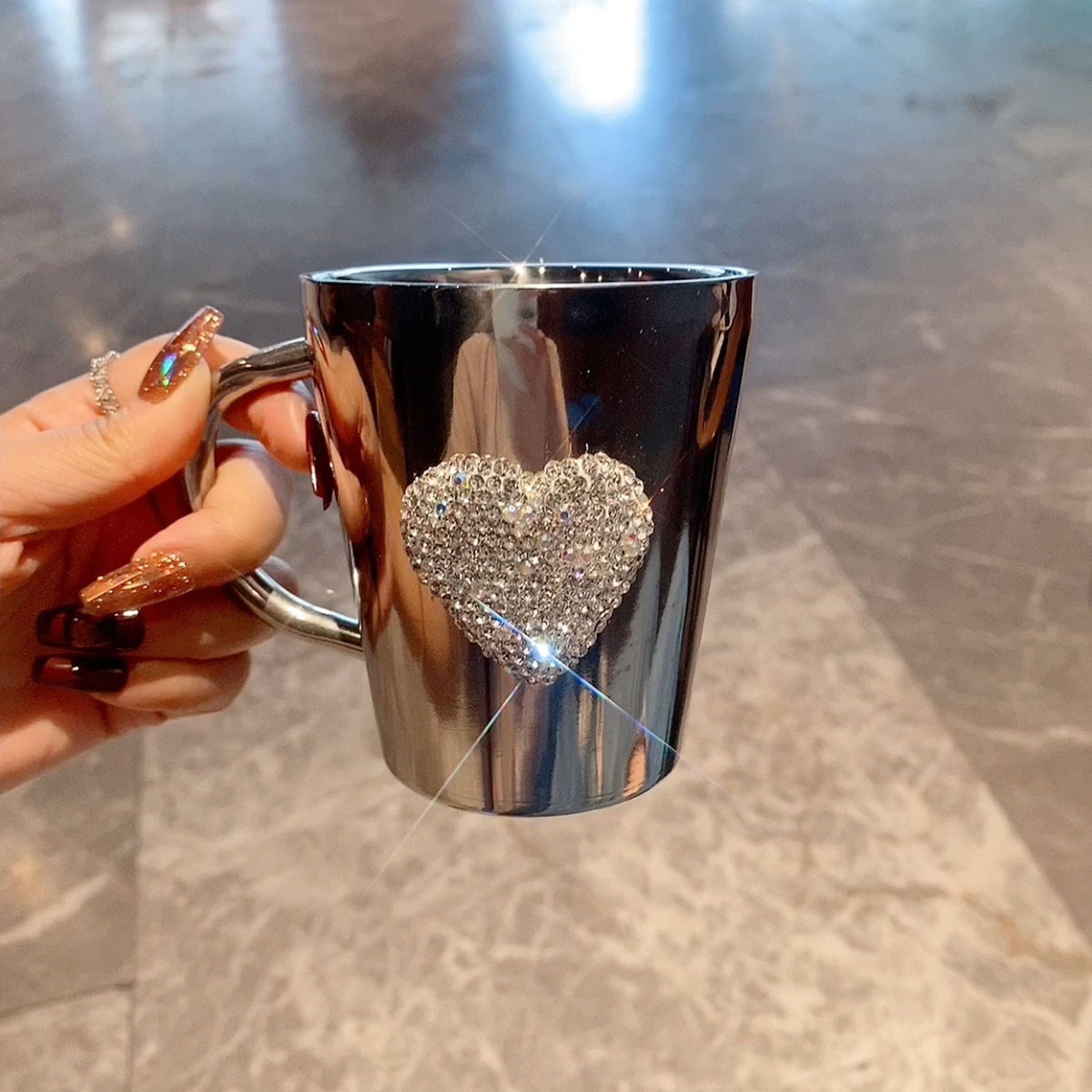 Caneca de Aço Inox com Cristal