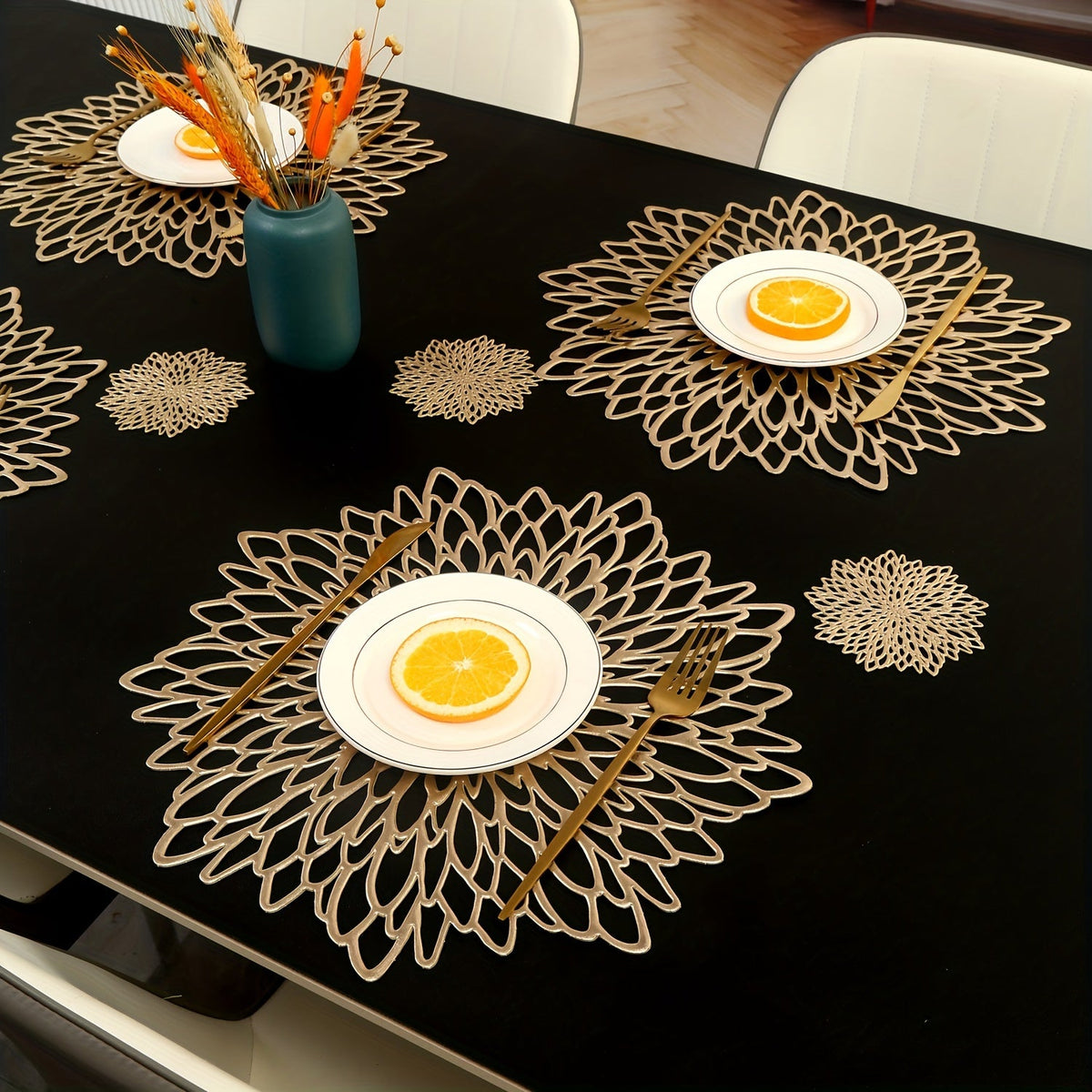 Jogo Sousplats Térmica Florais Antiderrapantes