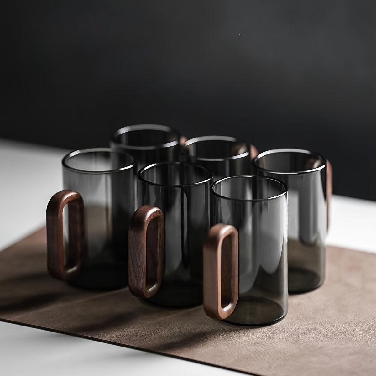Conjunto de Copos Borossilicato com Alça de Madeira Térmica