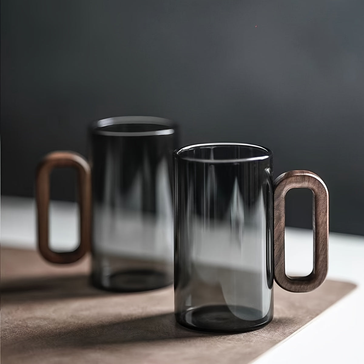 Conjunto de Copos Borossilicato com Alça de Madeira Térmica