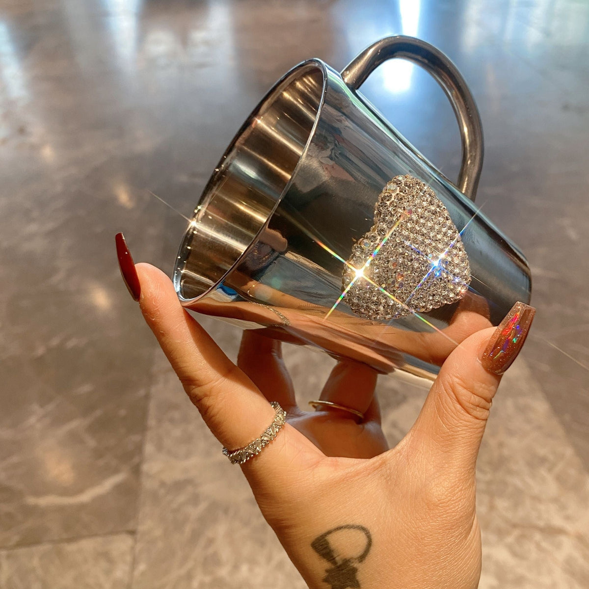 Caneca de Aço Inox com Cristal