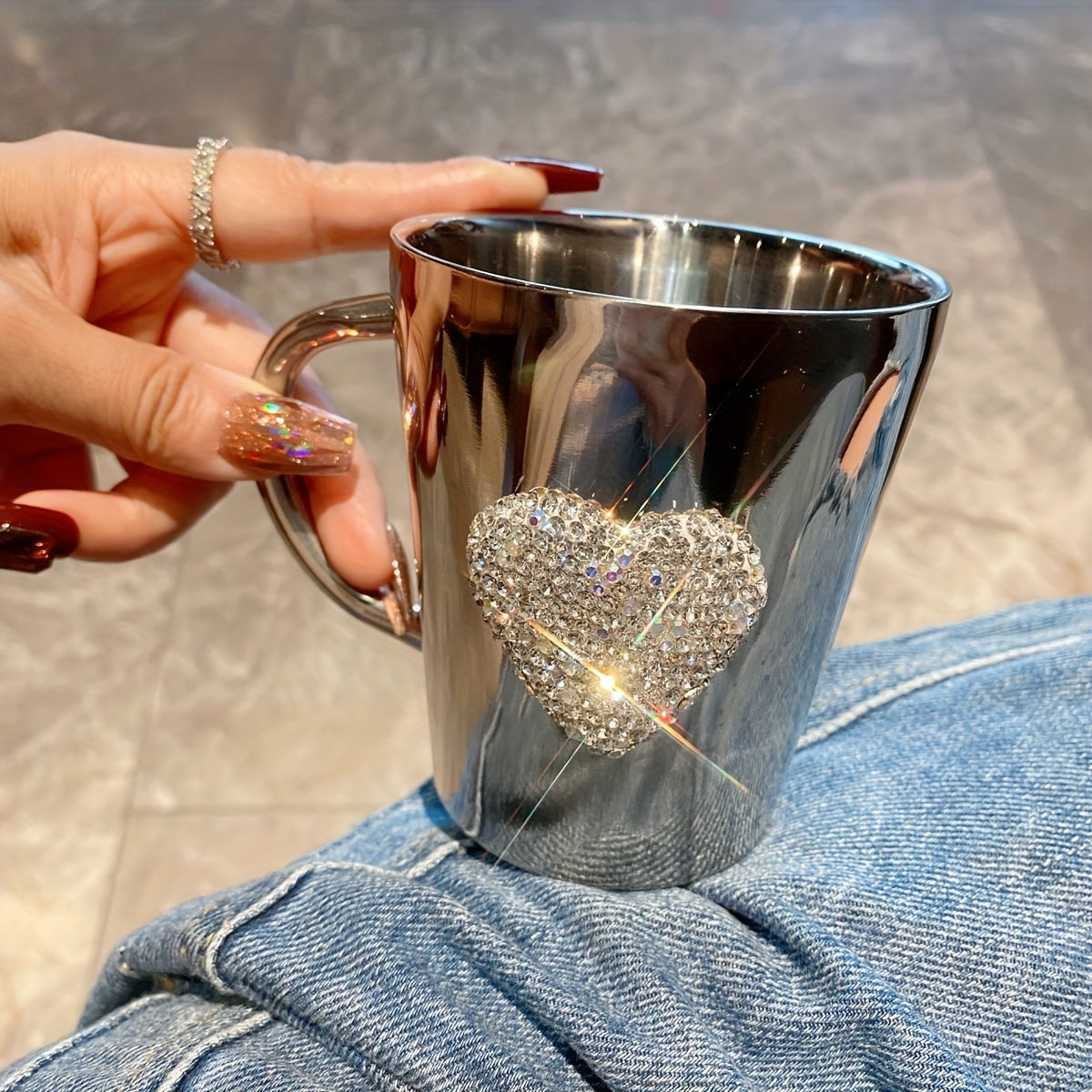 Caneca de Aço Inox com Cristal