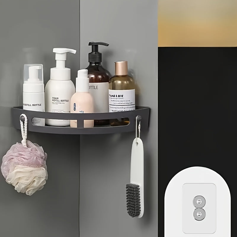 Conjunto com 2 Prateleiras de Canto para Banheiro Instalação Sem Furos