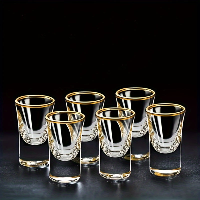 Conjunto de Taças de Licor com Borda Dourada