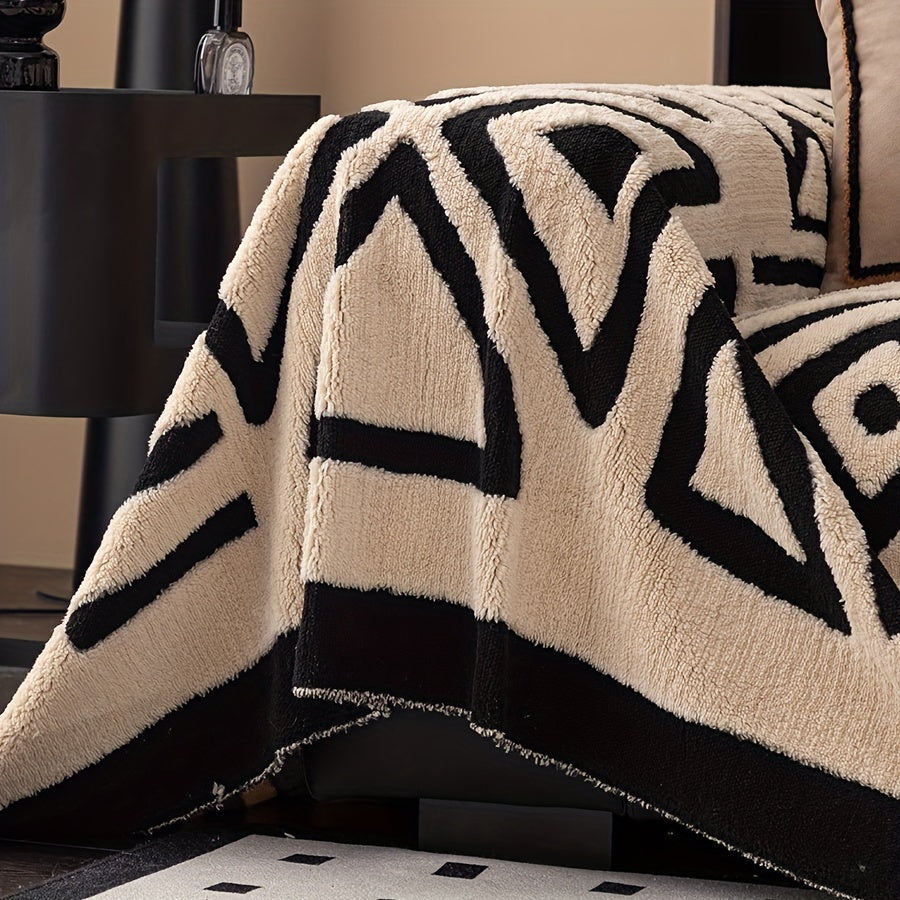 Manta de Sofá Luxuosa Sherpa Estilo Glam