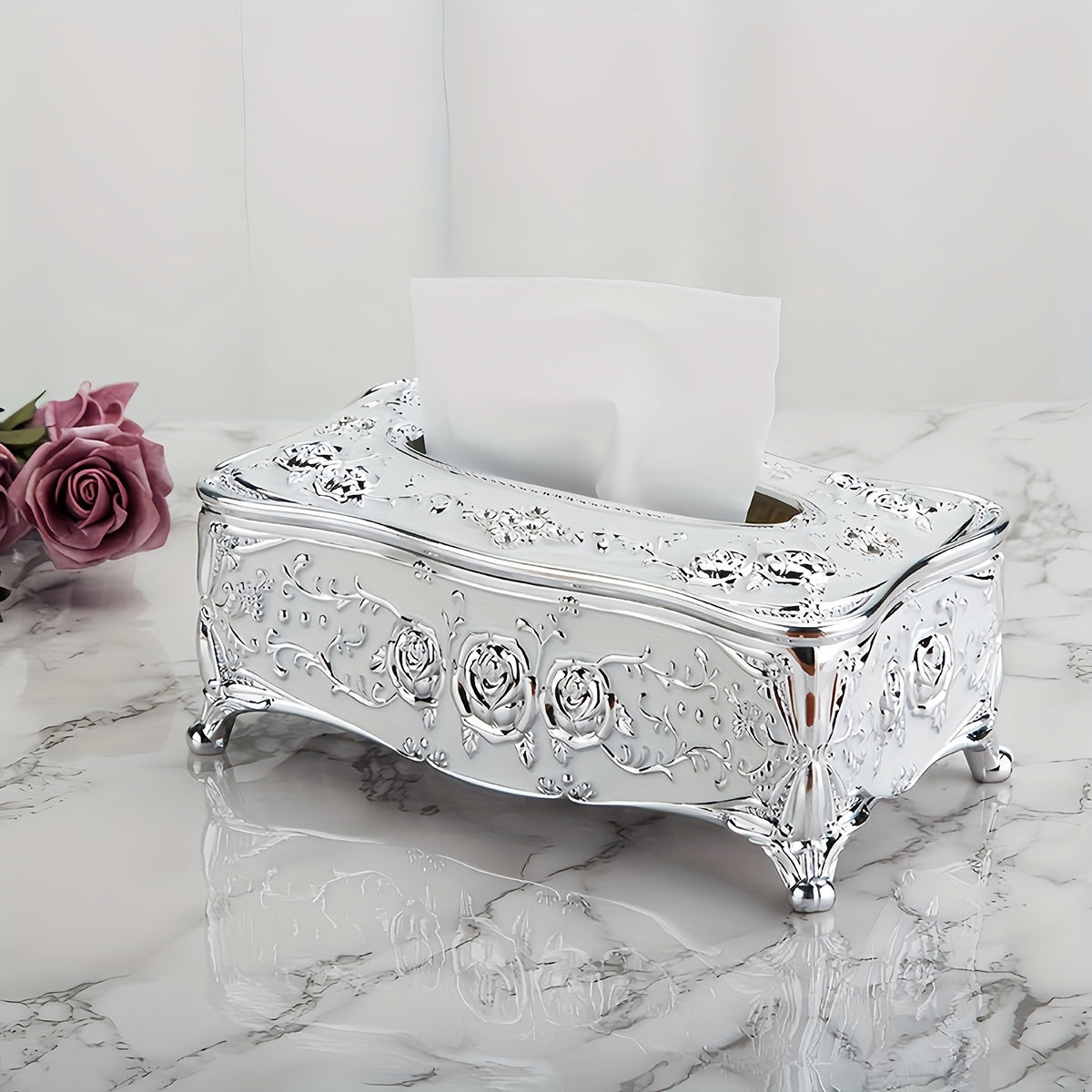 Porta-Lenços Luxuoso com Estampa de Rosas Design Europeu