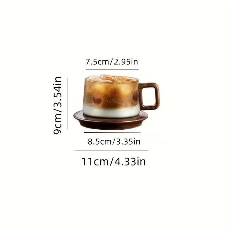 Conjunto de Xícaras de Café com Pires e Cabo de Madeira