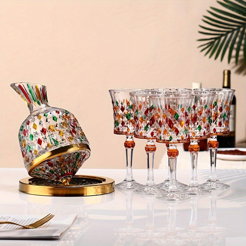 Taça de Cristal Luxuosa Europeia com Efeito Diamante