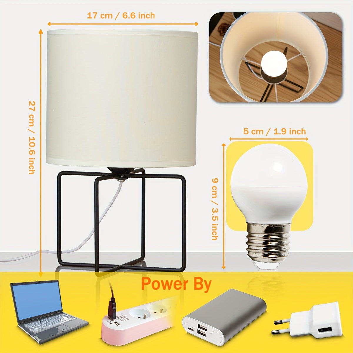 Abajur de Mesa Minimalista de Tecido