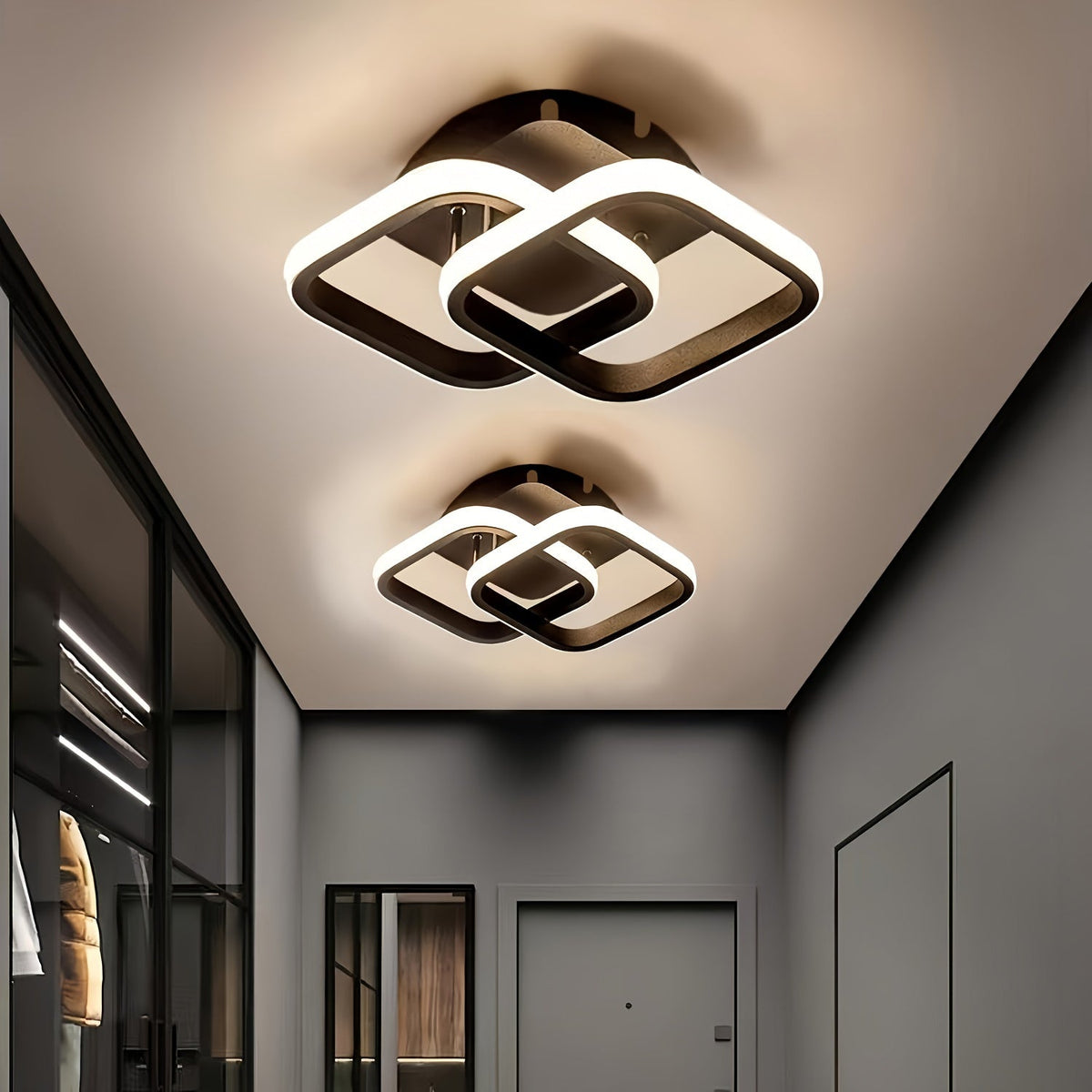Luminária LED de Teto Embutida Quadrado Ajustável, Metal Polido e Difusor de Silicone