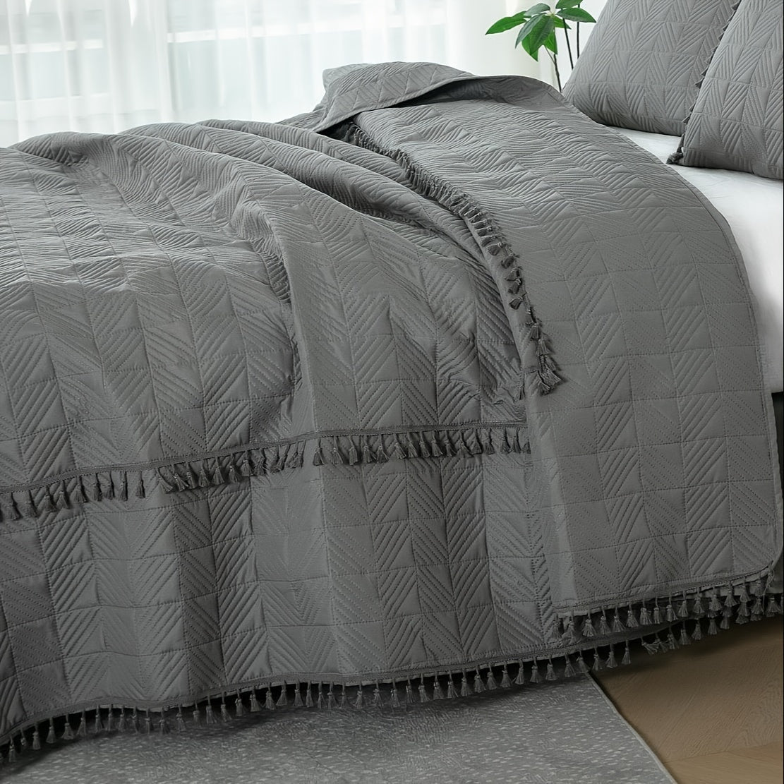 Cobre-Leito Quadrado com Tassel Macio