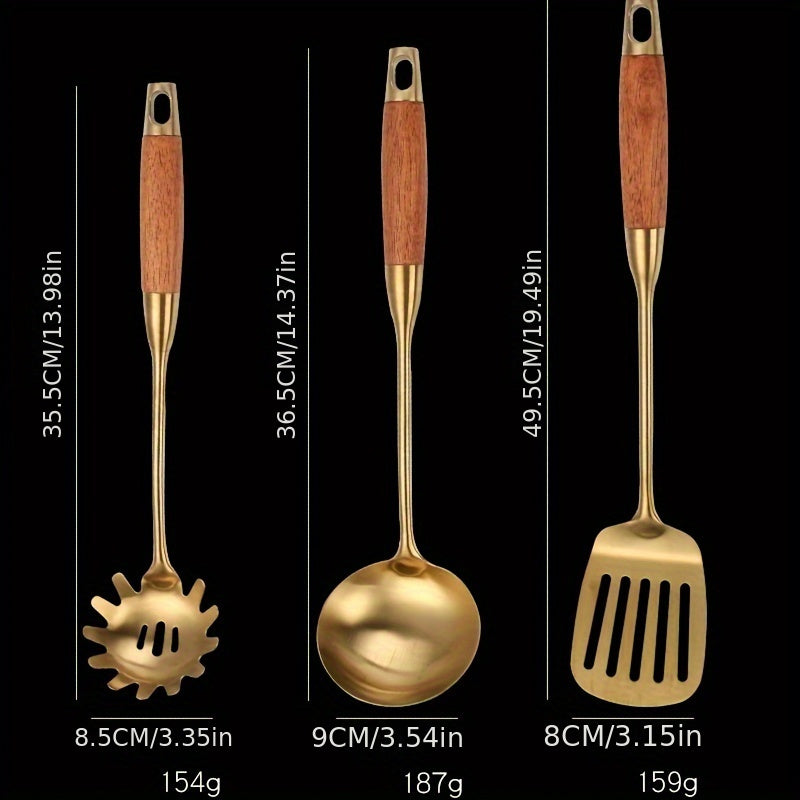 Conjunto de Utensílios de Luxo em Aço Inoxidável Dourado