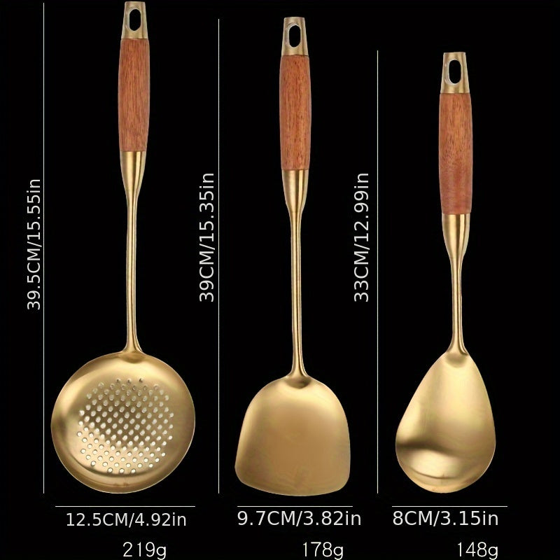 Conjunto de Utensílios de Luxo em Aço Inoxidável Dourado