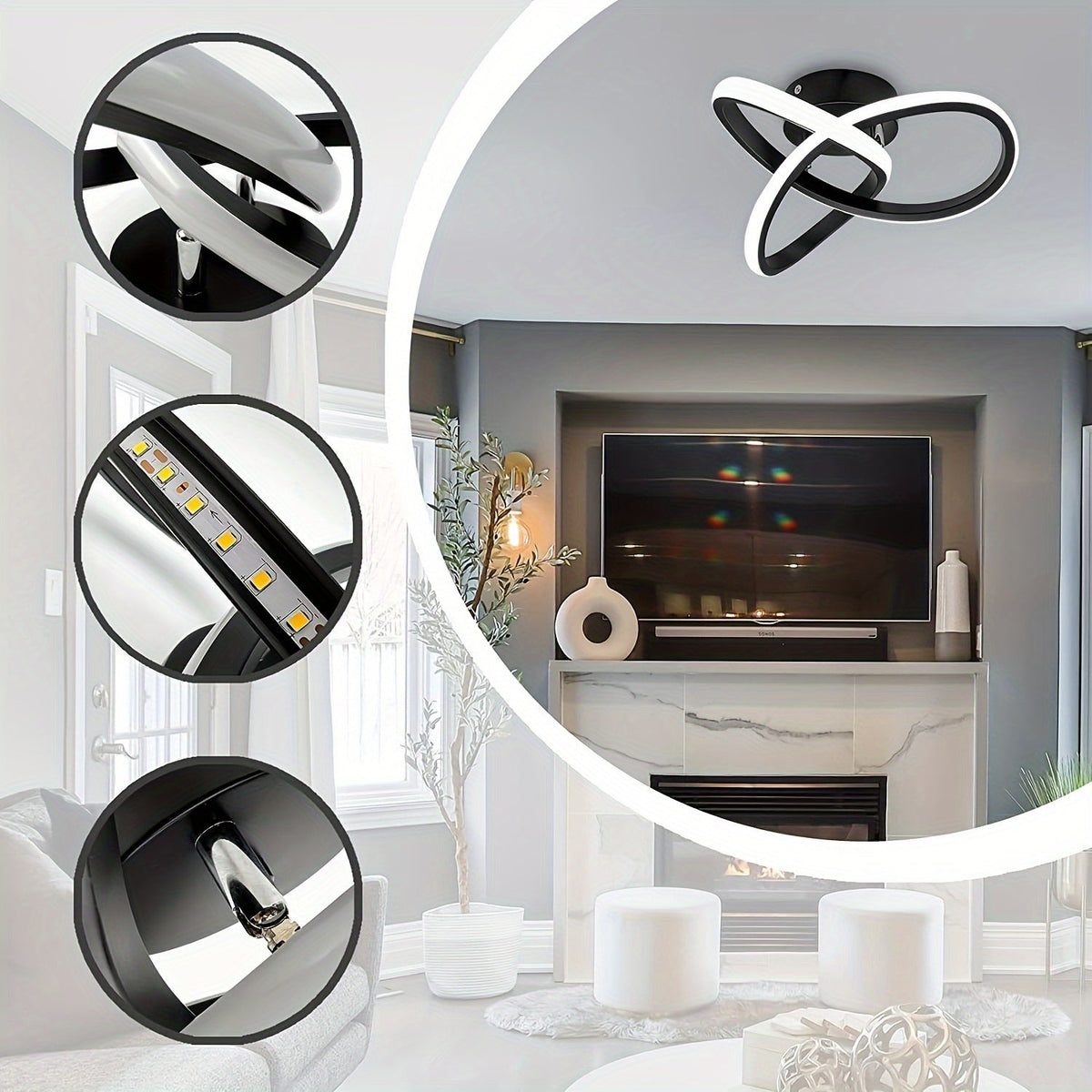 Luminária de Teto LED Regulável Design Moderno com Controle de Temperatura