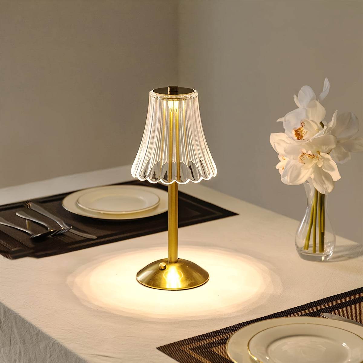 Luminária de Mesa Tricolor LED Cristal Touch