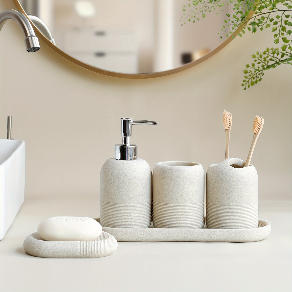 Kit de Banheiro Areia Luxuosa Dourada