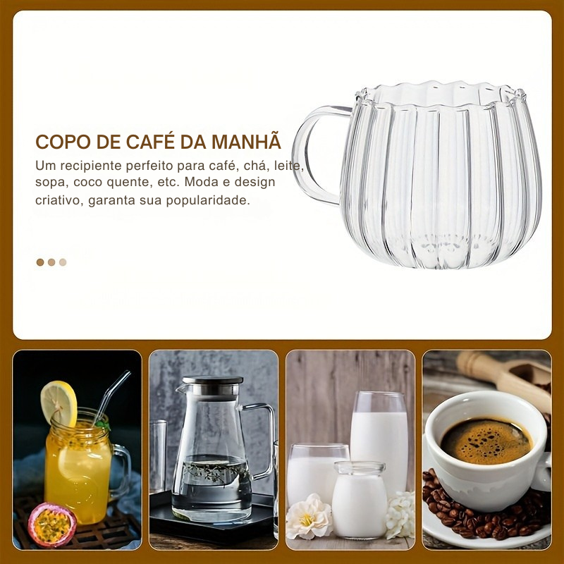 Conjunto de Canecas de Vidro YUHAN Formato Abóbora